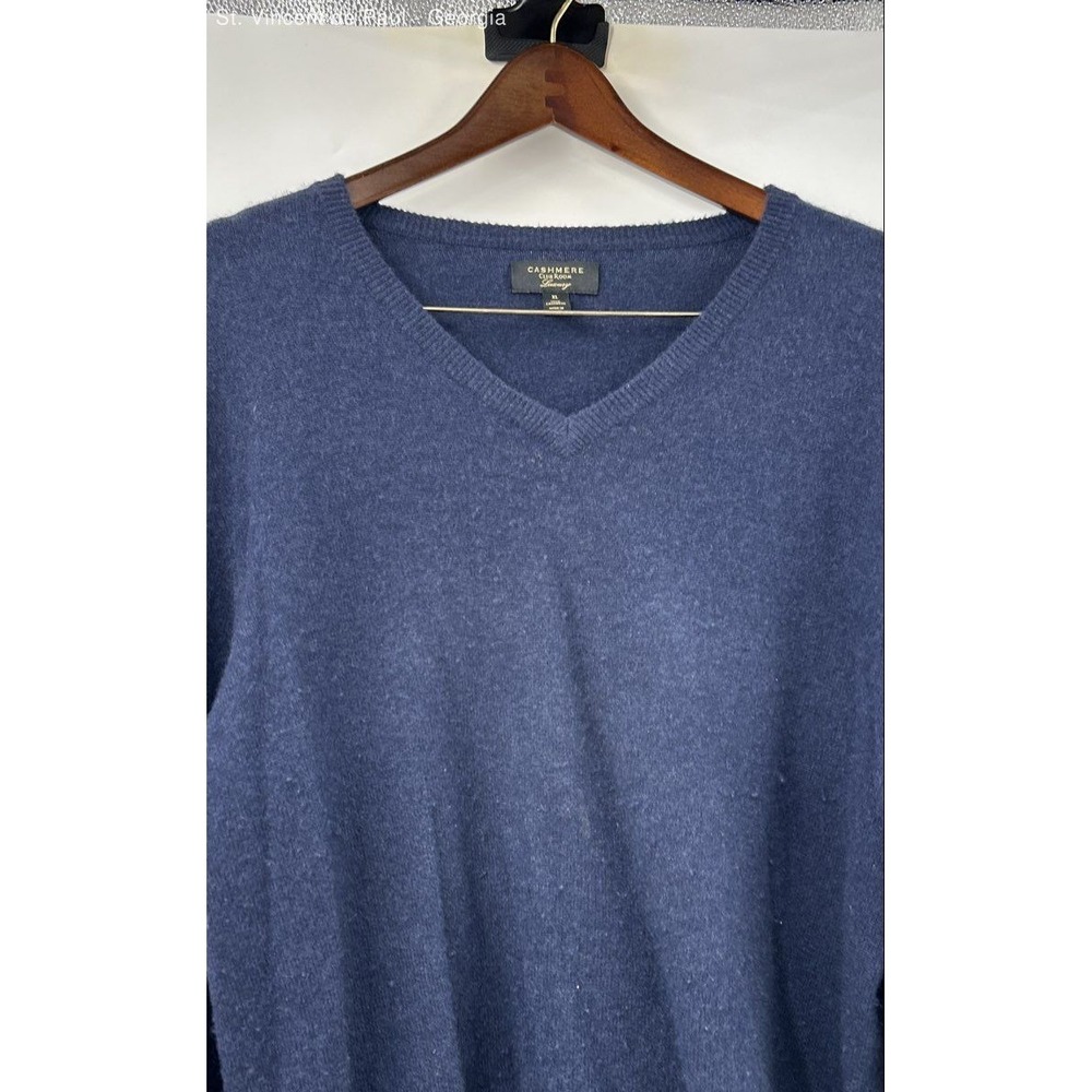 Club Room Cashmere V-Neck Sweater Men's XL Blue Business